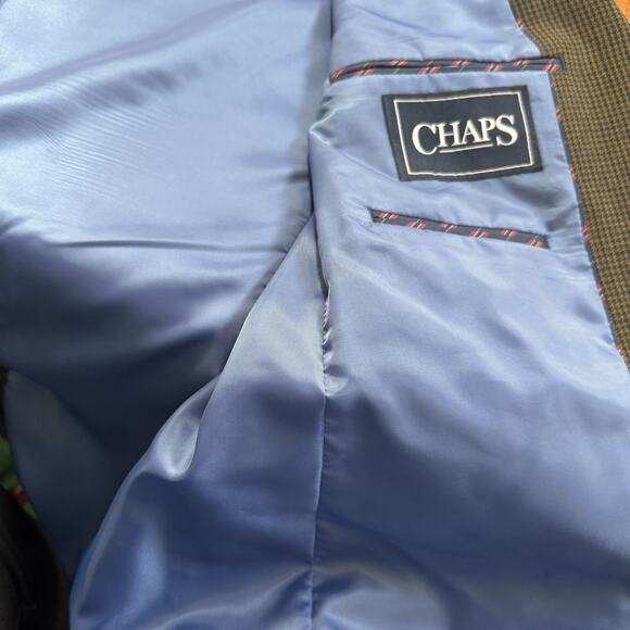 Chaps Men’s Blazer Jacket Brown Micro Houndstooth Sport Coat Size 40R - Picture 7 of 8